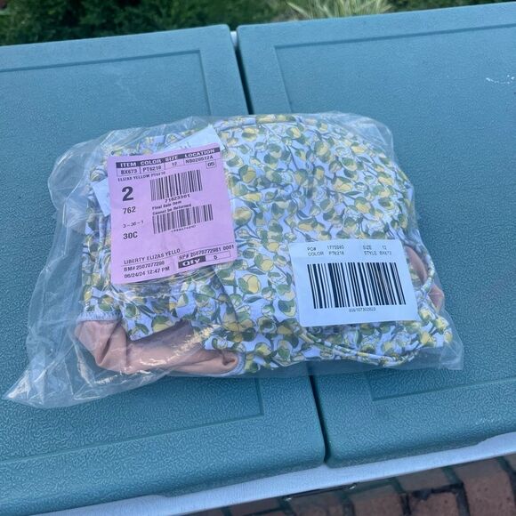 J Crew Liberty Eliza’s Yellow Fabric Side Cut Out One Piece Swimsuit NWT - Picture 5 of 7